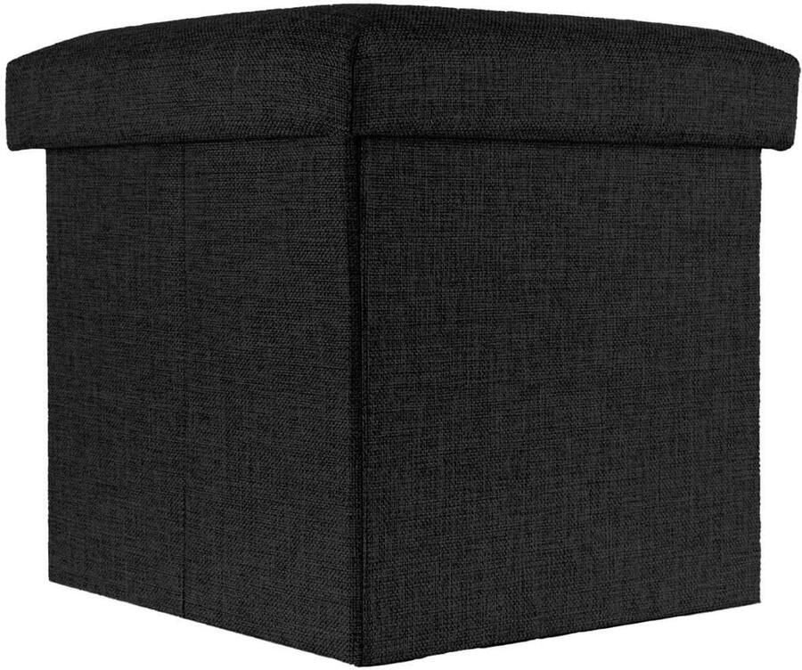 Opvouwbare zitzak veelzijdig 1 stuk diamantzwart linnenlook 30 x 30 x 30 cm