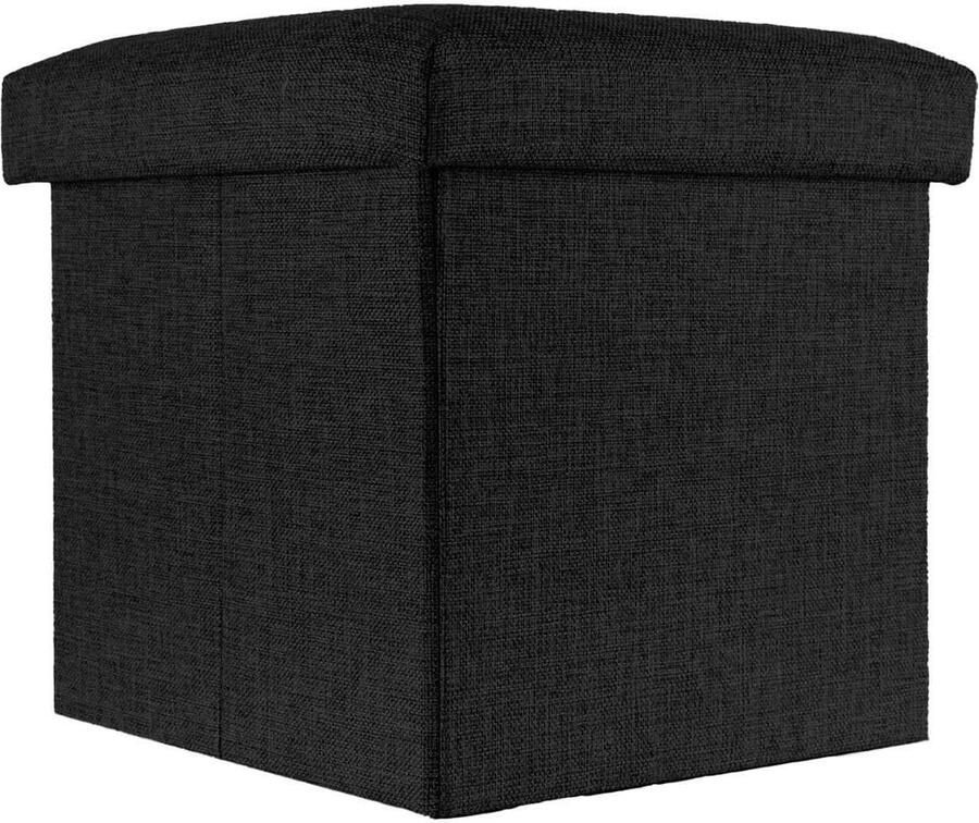 Opvouwbare zitzak veelzijdig gebruik 1 stuk diamantzwart linnenlook 30 x 30 x 30 cm