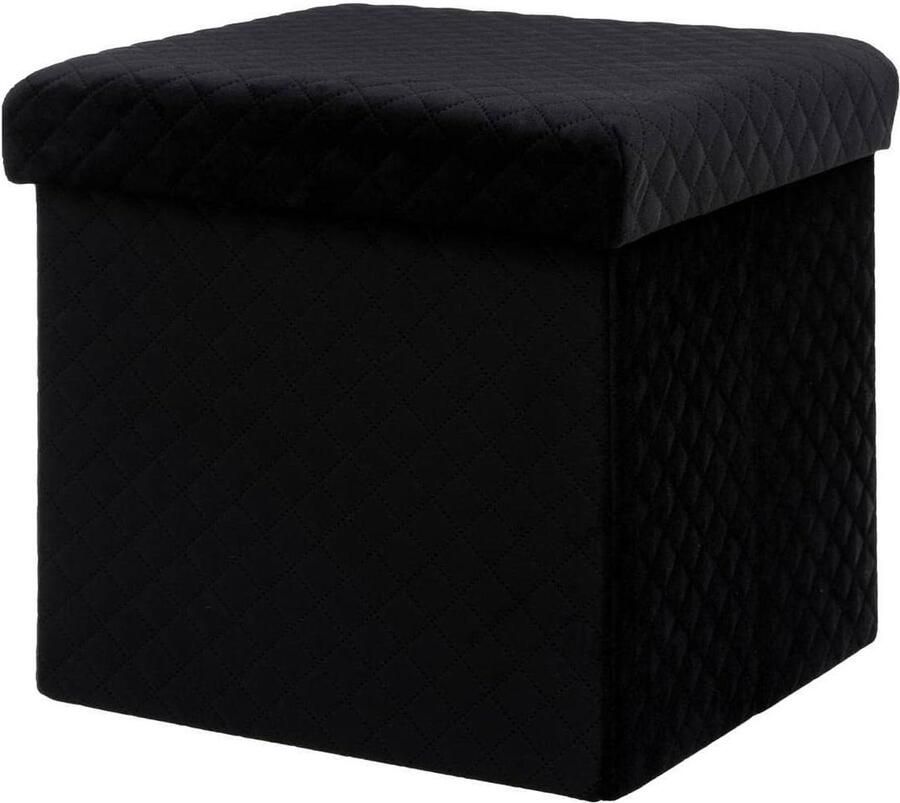 Opvouwbare Zitkubus Kruk Linnen Gevoerde Opbergdoos Zwart 31 x 31 cm