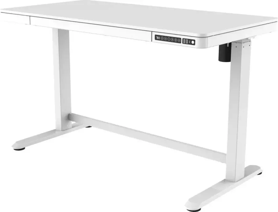 OrangeLabel Desk zit sta bureau. Wit frame en wit kunststof blad. Maat 120x60 cm