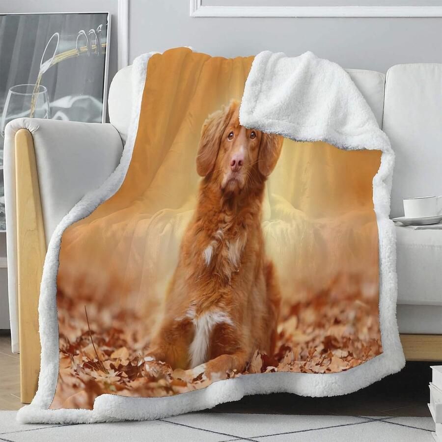 Oranje Omkeerbare Pluche Deken 150 x 200 cm Warme Sherpa Fleece Plaid voor Bank en Bed