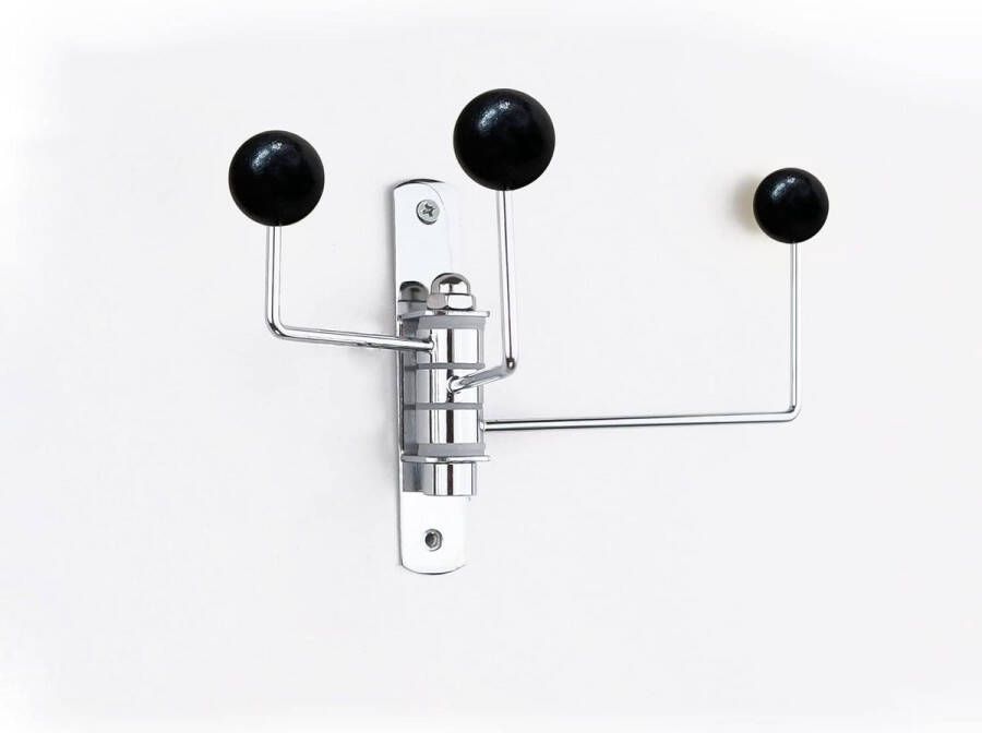 Orbit garderobehaken met 3 beweegbare haken draaibare wandhaken van hout en metaal kledinghaken voor jassen sjaals handdoeken wandkapstok wandgarderobe wandmontage modern design (zwart)