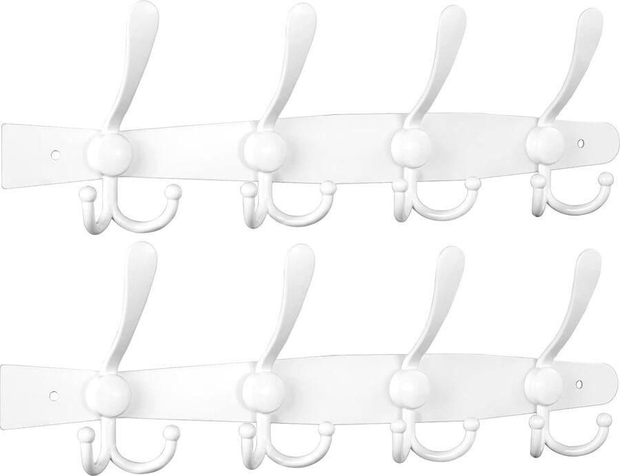 Organiseer je ruimte met premium roestvrijstalen kapstokhaken wandmontage kapstok met 4 haken perfect voor thuis of op kantoor duurzame kapstokhaken voor muren (wit 2 stuks)