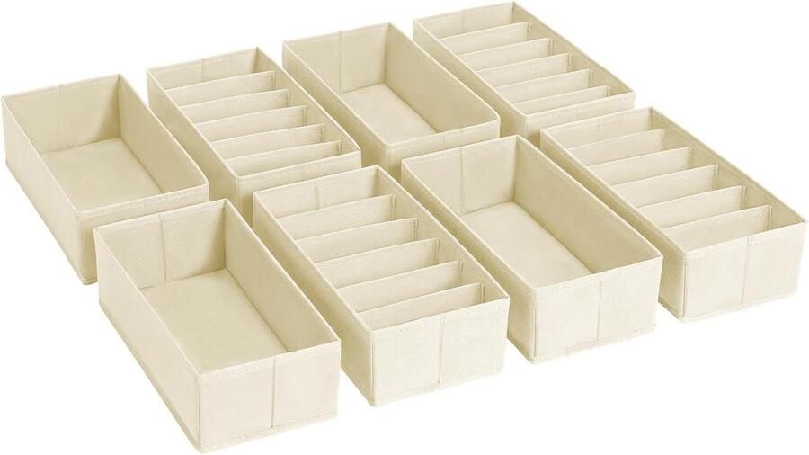 Lade-organizer opbergdozen voor kledingkast Opvouwbaar opbergsysteem voor babykleding ondergoed sokken stropdassen (8 stuks beige)