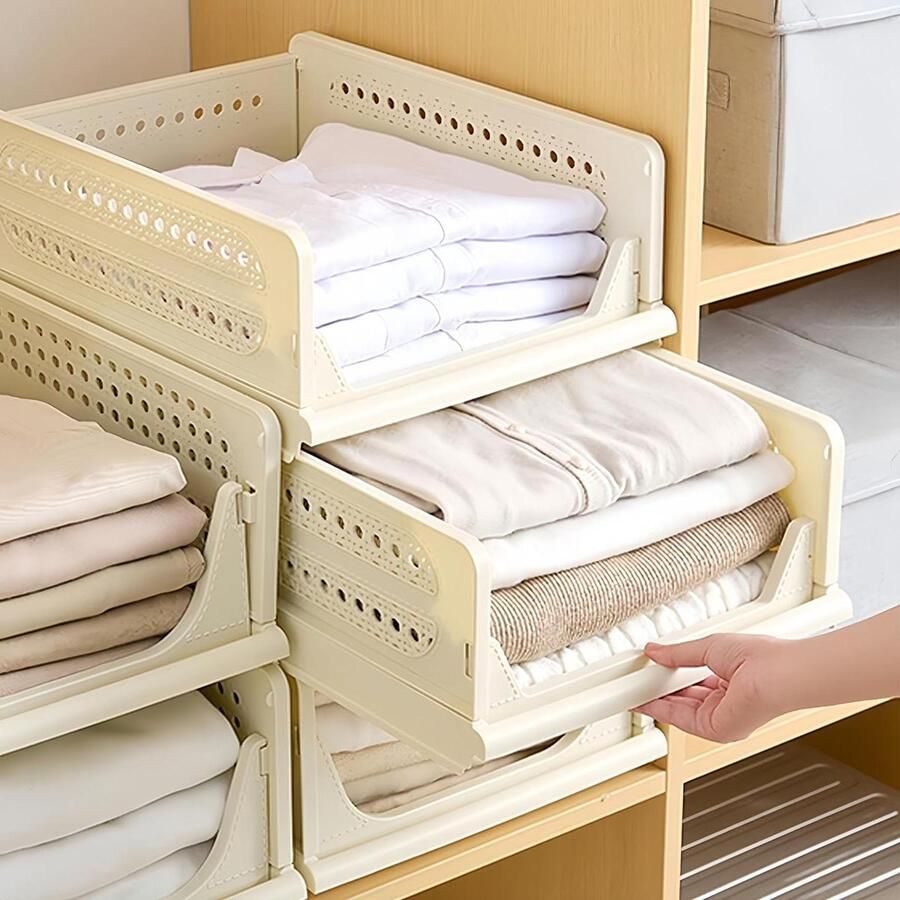 Organizer Opvouwbare Set van 3 Garderobe Kleding Opbergdozen Voor Ondergoed Broeken T-shirt Stropdassen Melkwit