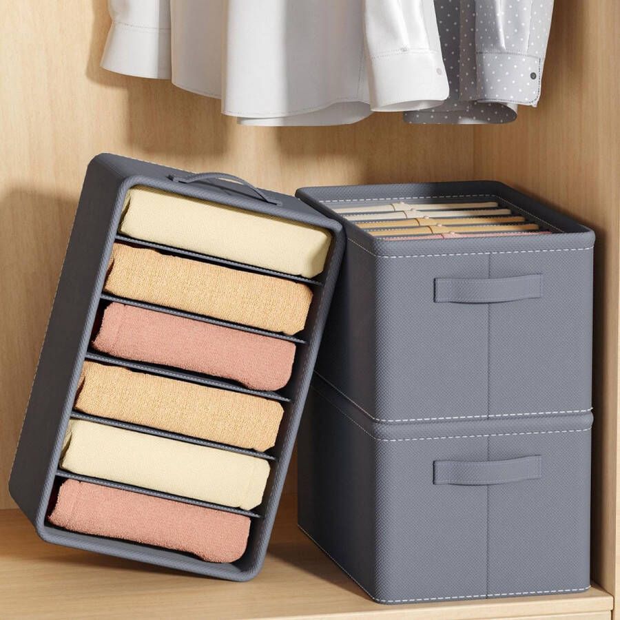 Organizer voor schuifladen met 6 vakken en 8 vakken opvouwbare lade-organizer opbergsysteem kastorganizer visueel opbergdoos voor truien T-shirts jeans (grijs)