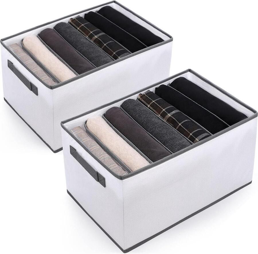 Organizer Wardrobe Storage System 7 Grid Storage Boxes Drawer Organizer Foldable Pants Storage Clothes Storage for T-Shirts Shorts Baby Clothes Grey