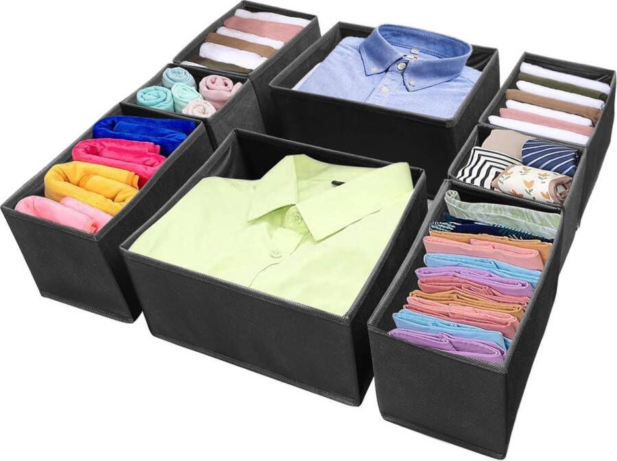 Organizerbox ondergoedorganizer 8-delige set kledingkastorganizer set ladeorganizers kastorganizer voor bh's sokken luierbenodigdheden kinderkleding stropdassen