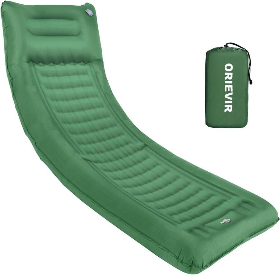 ORIEVIR Camping isomat 12 cm verdikt opblaasbaar matras voor reizen dik zelfopblaasbare slaapmat met kussen voor wandelen strand tent trekking outdoor ultralicht luchtbed