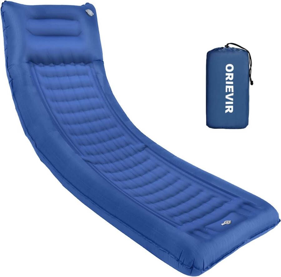 ORIEVIR Camping slaapmat 12 cm verdikt opblaasbaar matras met kussen en voetpomp 72 cm breed ultralicht luchtmatras slaapmatten voor wandelen reizen dikke outdoor slaapmat