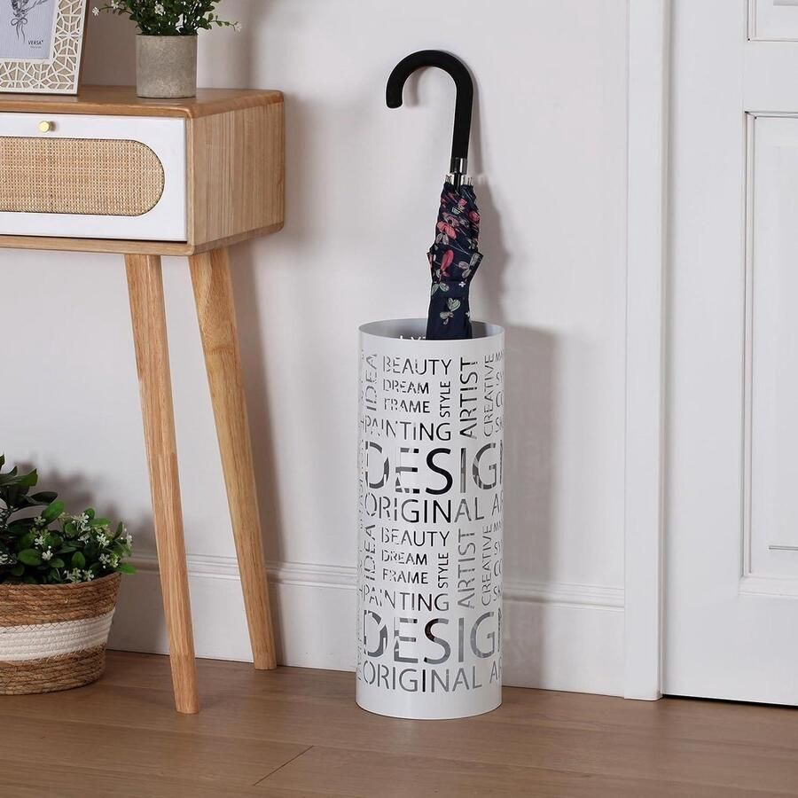 Originele Parapluhouder voor de Ingang Hal of Slaapkamer Moderne Parapluhouder Design Afmetingen 49 x 19 x 19 Metaal Kleur Wit
