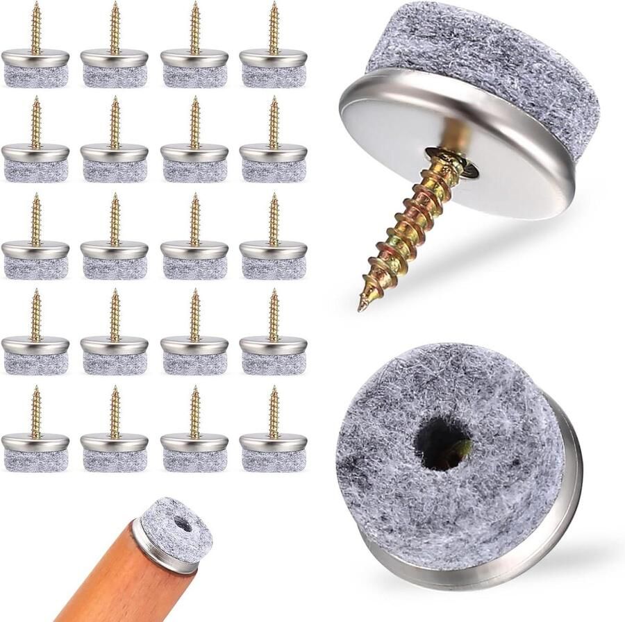 Orivio 40 stuks viltdoppen schroeven 22 mm viltdoppen voor stoelen met spijker stoelviltglijders voor stoelen parket laminaat vilt voor stoelen meubels stoelpootbeschermers