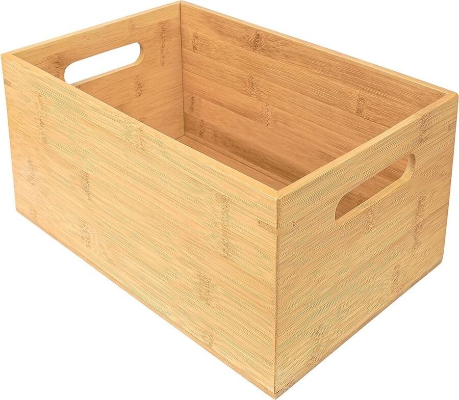 Orivio Bamboe Opslag Doos met Handvatten 30x20x13 8 cm Organiseer Bak voor Huis Kantoor Keuken & Badkamer Stapelbaar Kelder Plank & Kast Organizer