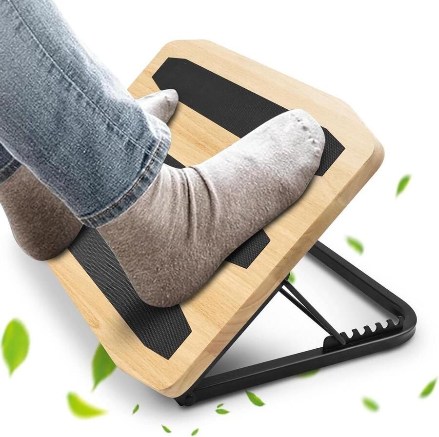 Ergonomische voetsteun voor onder het bureau op het werk 7 verstelbare hoogtes Houten voetkruk ter verlichting van rug- lumbale- en kniepijn