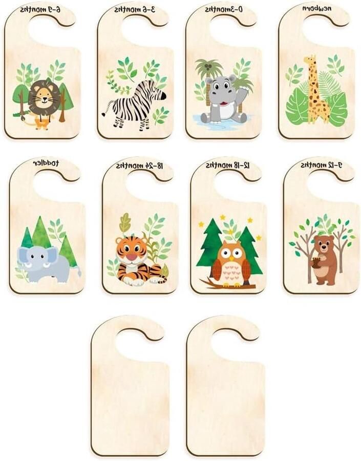 Orivio Houten Baby Garderobe Verdelers Dierentuin Dierenontwerp Kast Organisatie Baby Kwekerij Set van 10