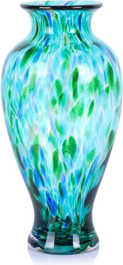 Orivio Lange blauwgroene glazen vaas uniek turquoise ontwerp voor thuisdecoratie met pampasgras woonkamer eettafel