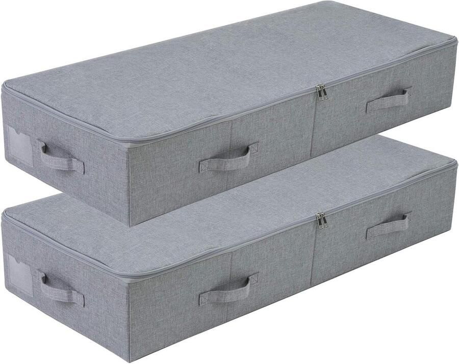 Orivio Opbergmanden voor schoenen trui beddengoed en speelgoed Set van 2 Donkergrijs Ideaal voor slaapkamer woonkamer camper