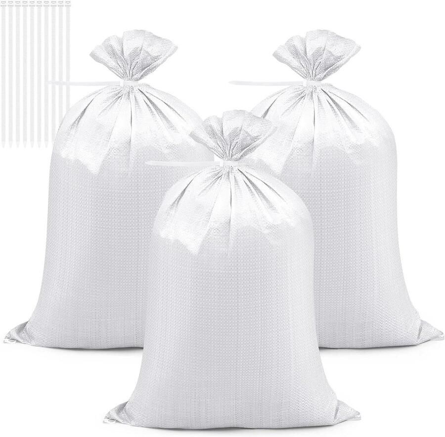 Orivio Set van 20 zandzakken 46 × 70 cm voor bouwers tuinafval en overstromingsbescherming