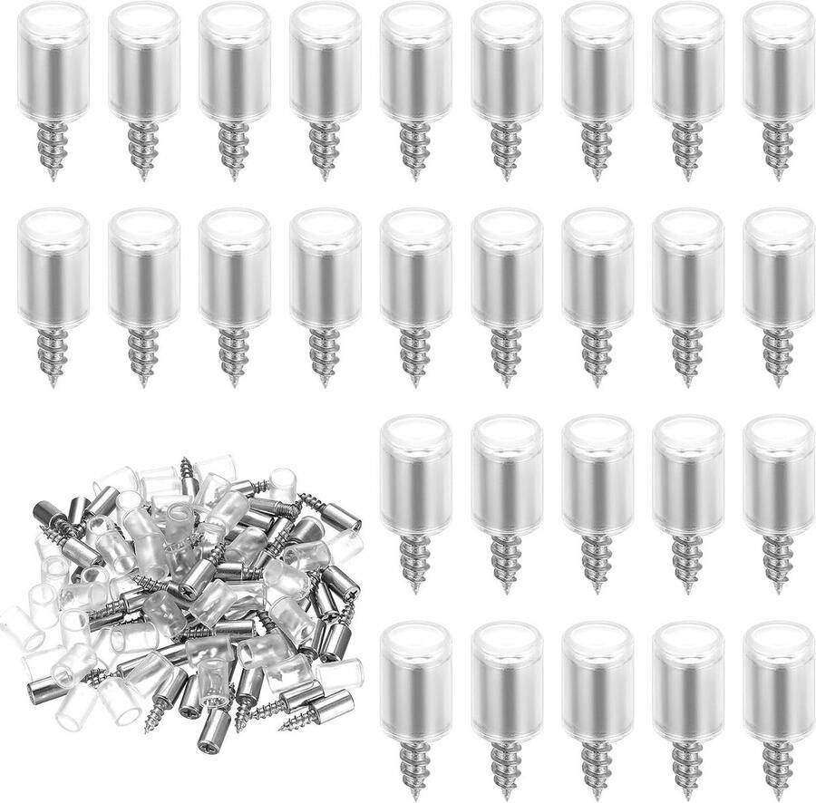 Plankdragers voor boekenkast en meubels Set van 50 stuks Ø 7 3 mm Zelftappende schroeven Transparante plankhouder