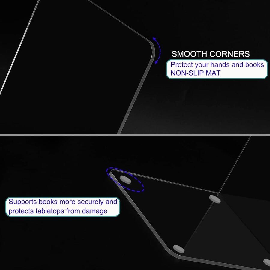 Orivio Transparante acryl boekensteunen met antislipstickers voor slaapkamer bibliotheek kantoor school en desktoporganisator decoratiegeschenk (4 stuks)