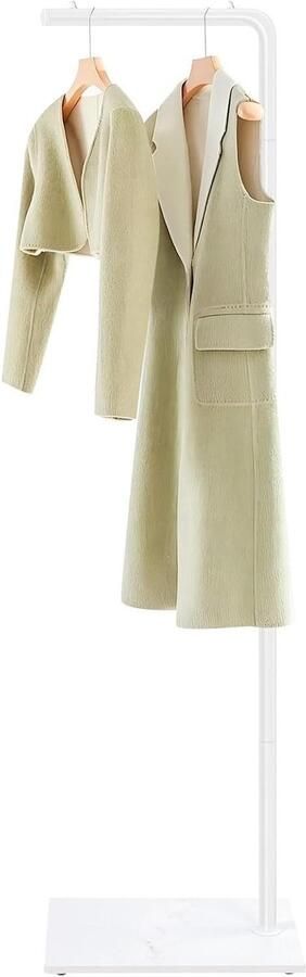 Orivio Vrijstaand Metalen Kledingrek 178 cm met Bodemplaat van Stenen Geschikt voor Woonkamer Entree Kantoor Wit