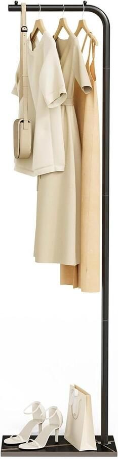 Orivio Vrijstaande Kapstok 180 cm Zwart L-vormig Kledingrek met Rotsbasis