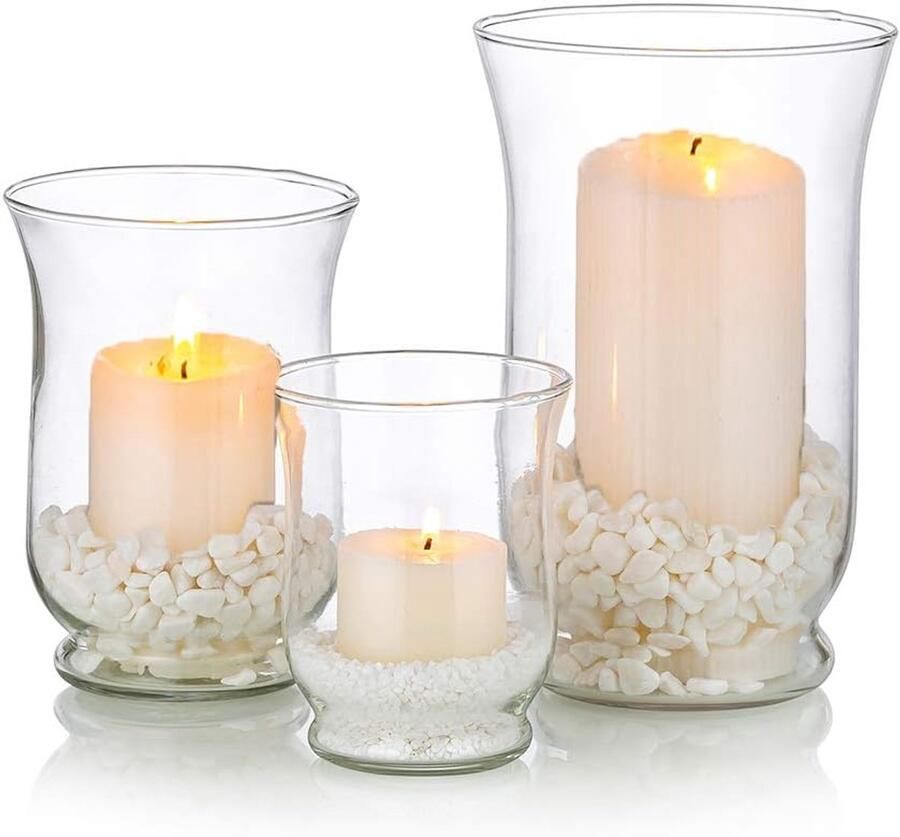 Orkaan Kaars Houder 3 Stks Glazen Pijler Kaarsenhouder Clear Hurricane Vaas Kerst Halloween Centerpieces Fit voor Theelicht Votive Pijler Drijvende Kaars Bruiloft Tafel Eetkamer Tuin Decor