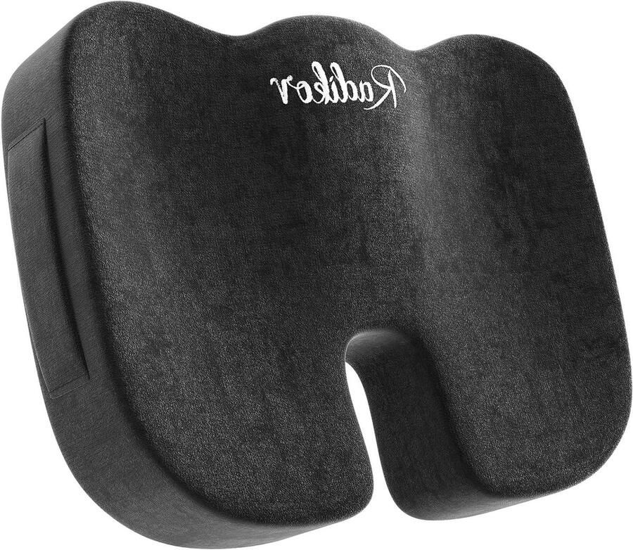 Orthopaedic Coccyx Cushion for Office Chair with Memory Foam Black