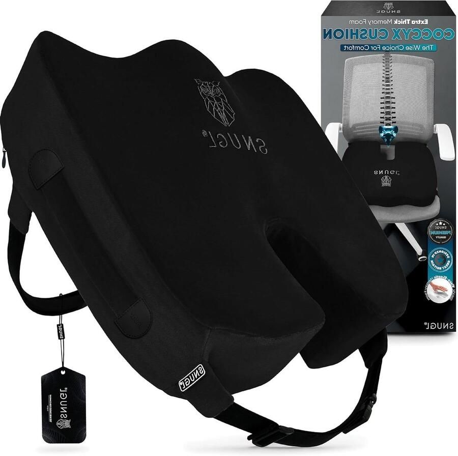 Orthopaedic Memory Foam Coccyx Seat Cushion for Office Chair Gaming Wheelchair Car Seat Postpartum and Pregnancy Hemorrhoid Treatment Ergonomic Back Support