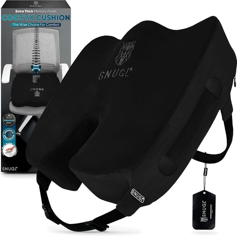 Orthopaedic Memory Foam Coccyx Seat Cushion for Office Chair Gaming Wheelchair Car Seat Postpartum and Pregnancy Hemorrhoid Treatment Ergonomic Back Support