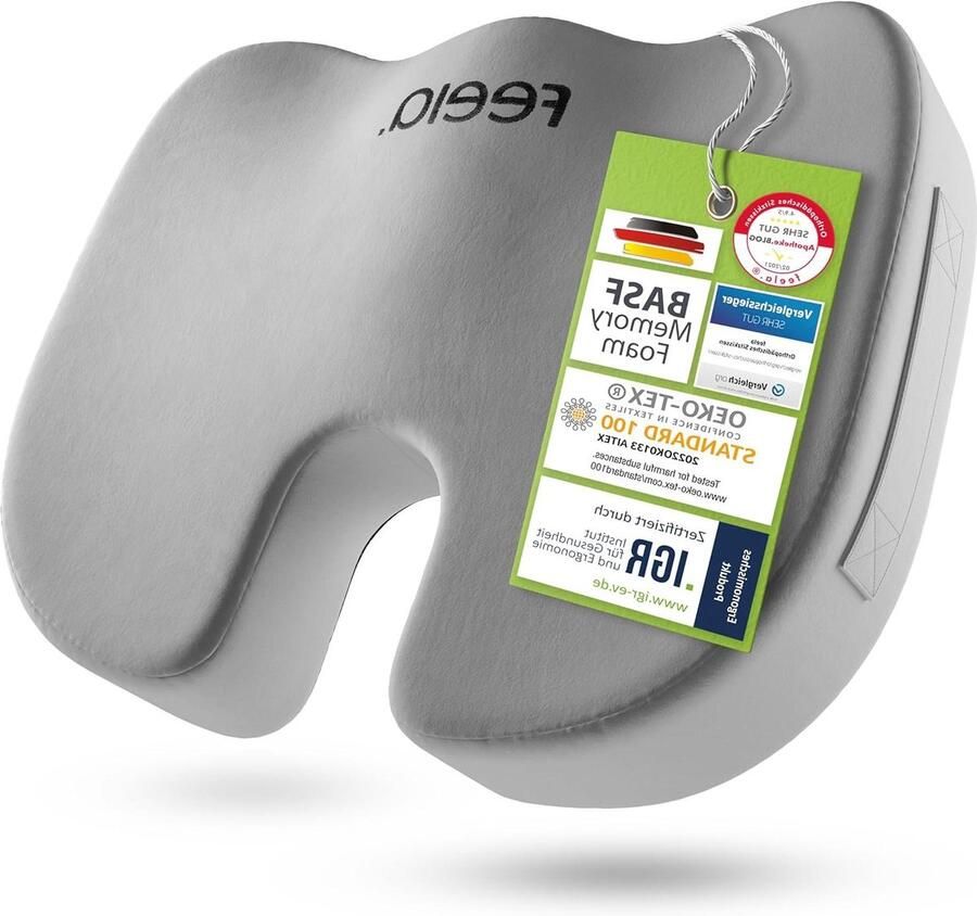 Orthopedic Seat Cushion [3 degrees hardness] Ergonomic Seat Cushion for Office Chair etc. Reduces Pain Improves Seating Comfort and Relieves Coccyx (Medium)