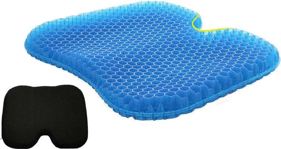 Orthopedisch ademend zitkussen voor bureaustoel honingraat stoelkussen thuis kantoor autostoelen antislip 43 x 36 x 4 cm zwart