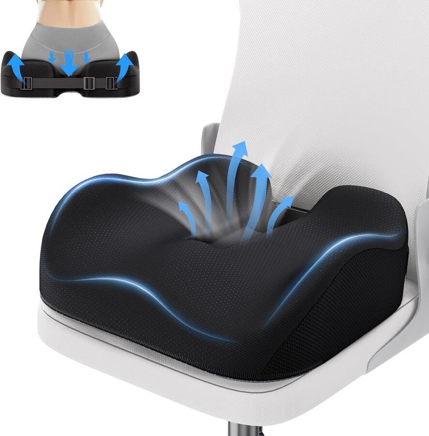 Orthopedisch Bureaustoel Zitkussen Drukverlichting voor Staartbeen Sciatica Heup Ergonomisch Geheugen Schuim Zitting