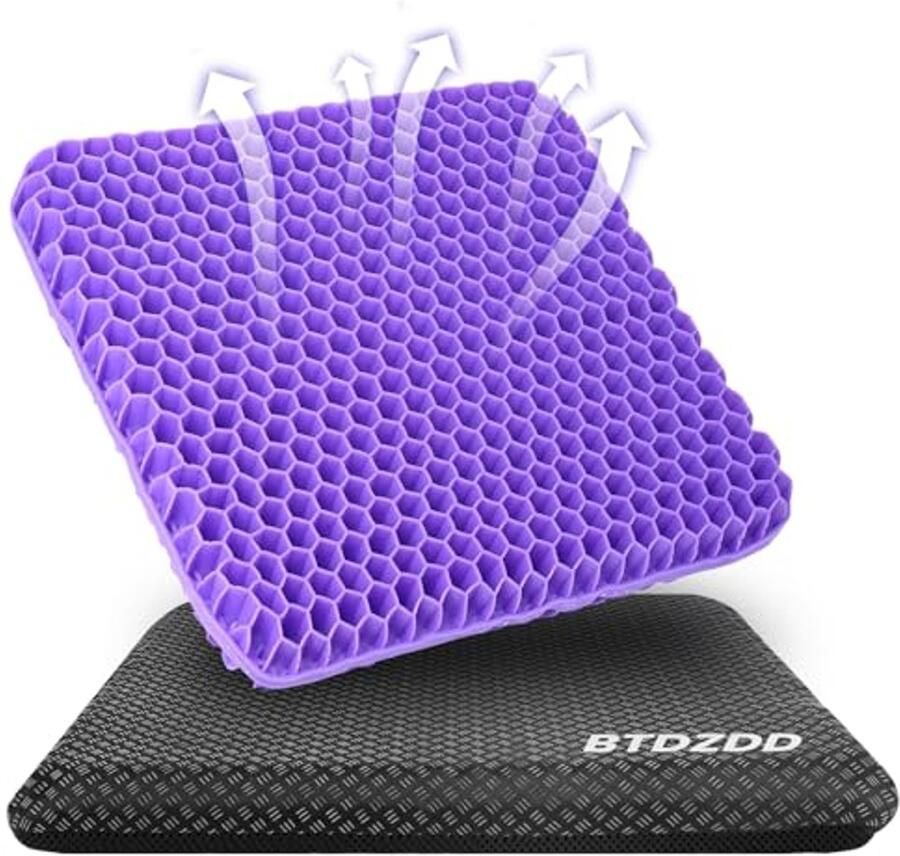 Orthopedisch Gel Zitkussen met Antislip Hoes Ademend en Comfortabel voor Bureaustoelen en Auto's 43x39x4 cm