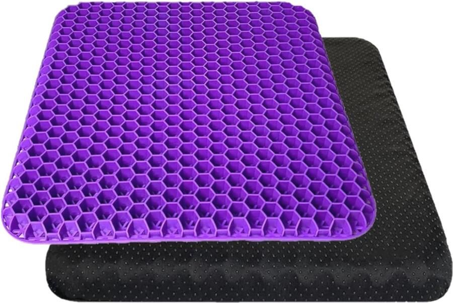 Orthopedisch gelzitkussen Dubbel dik rugpijn verlichting Antislip zitkussen voor bureaustoel en rolstoel (paars)