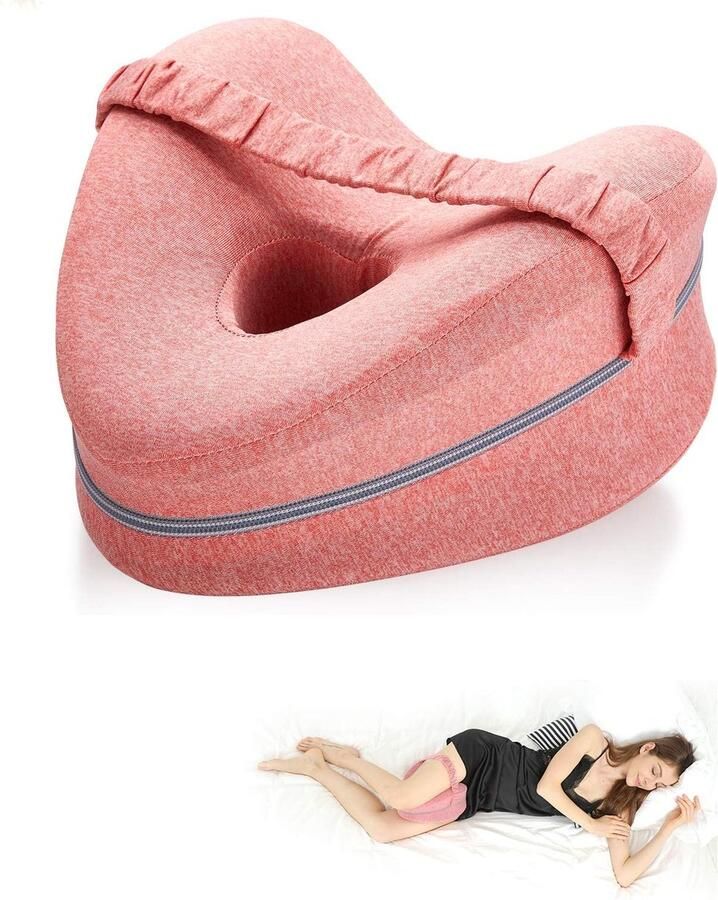 Orthopedisch Kniekussen Voor In Bed Ergonomisch Beenkussen Kniekussen Voor Zijslapers Schootkussen Met Elastische Band Houding Correctie voor zijslapers Beenondersteuningskussen met afneembare en wasbare hoes kersenrood