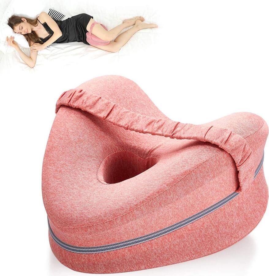 Orthopedisch Kniekussen Voor In Bed Ergonomisch Beenkussen Zijslaapkussen Kniekussen Voor Zijslapers Schootkussen Met Elastische Band Houding Correctie Verlichten Rugpijn Heupklachten Artrose Hart Vorm Memoryfoam Roze