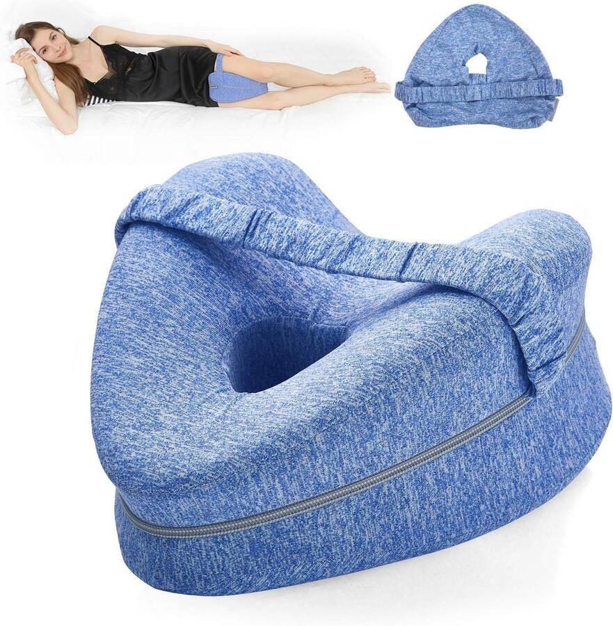 Orthopedisch Kniekussen Voor In Bed Ergonomisch Beenkussen Zijslaapkussen Kniekussen Voor Zijslapers Schootkussen Met Elastische Band Houding Correctie Met afneembare kussensloop Blauw