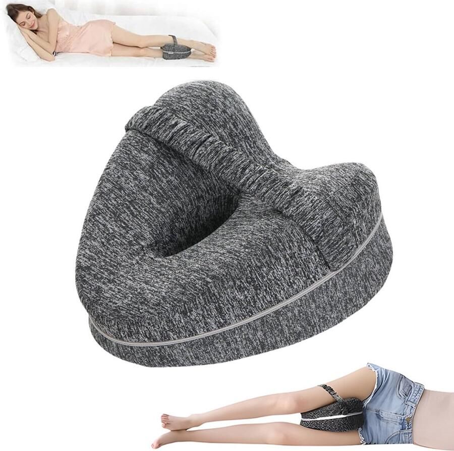 Orthopedisch Kniekussen Zijslaapkussen Kniekussen voor in Bed Ergonomisch Beenkussen Kniekussen voor Zijslapers Traagschuim Beenkussen Zijslaper Schootkussen met Elastische Band Houding Correctie Pijn Verlichten Hart Vorm Grijs