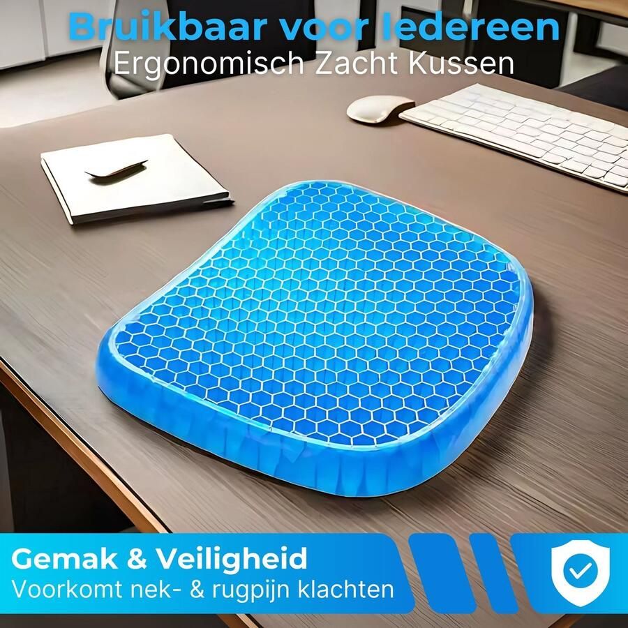 Orthopedisch kussen Thuiswerken Bureaustoel Gelkussen auto Ergonomisch zitkussen Wigkussen Incl. Gratis wasbare hoes Cadeau - Foto 2