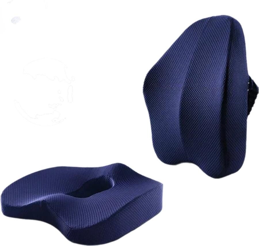 Orthopedisch Lendekussen Zitkussen Rugsteun Rugkussen Onderrug Auto Lendensteun in Bed Voor Op De Bank Donut Kussen Bamboe Houtskool Blauw