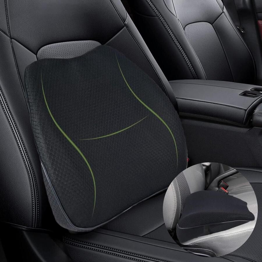 Lendenkussen wigkussen 2-in-1 orthopedische lendensteun Traagschuim zitkussen voor rug Autostoel bureaustoelen en rolstoelen - Foto 2