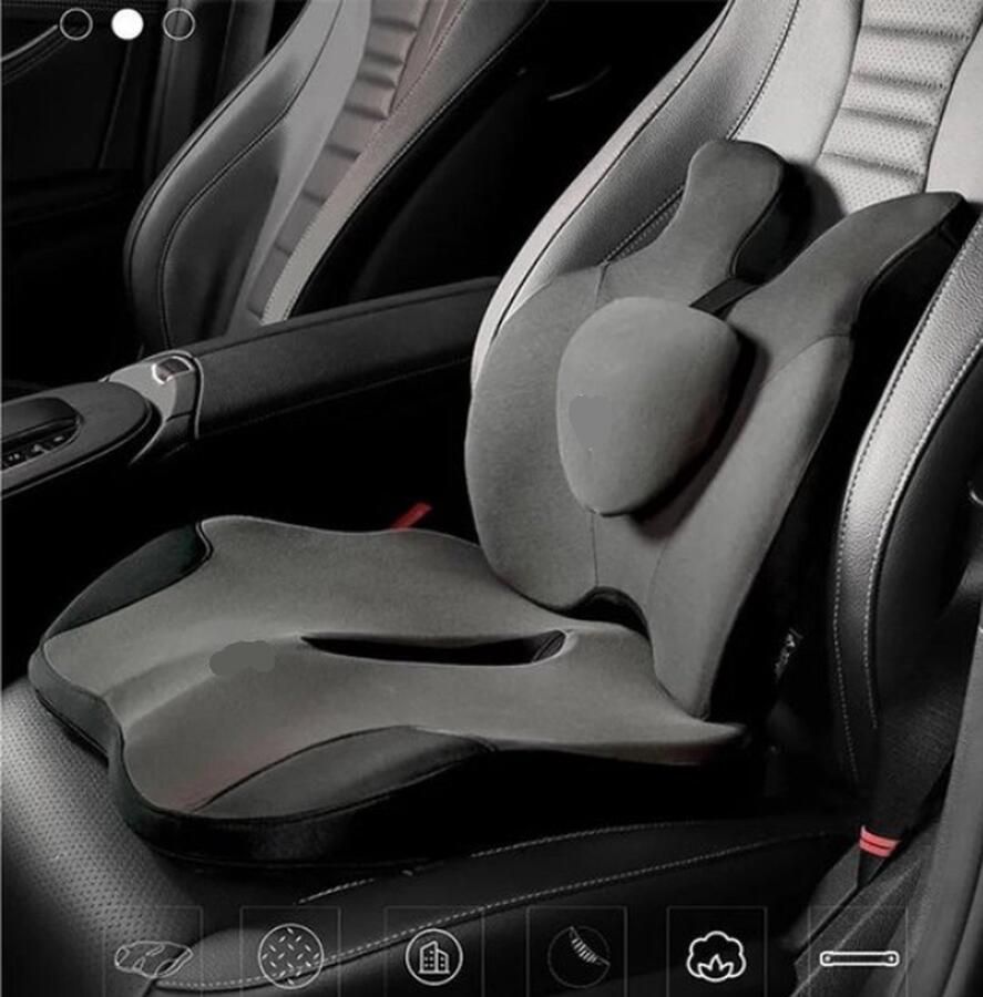 Orthopedisch Traagschuim Zitkussen en Rugsteun Set Ergonomisch Stuitbeen en Lumbale Pad voor Kantoorstoel Auto en Thuisgebruik