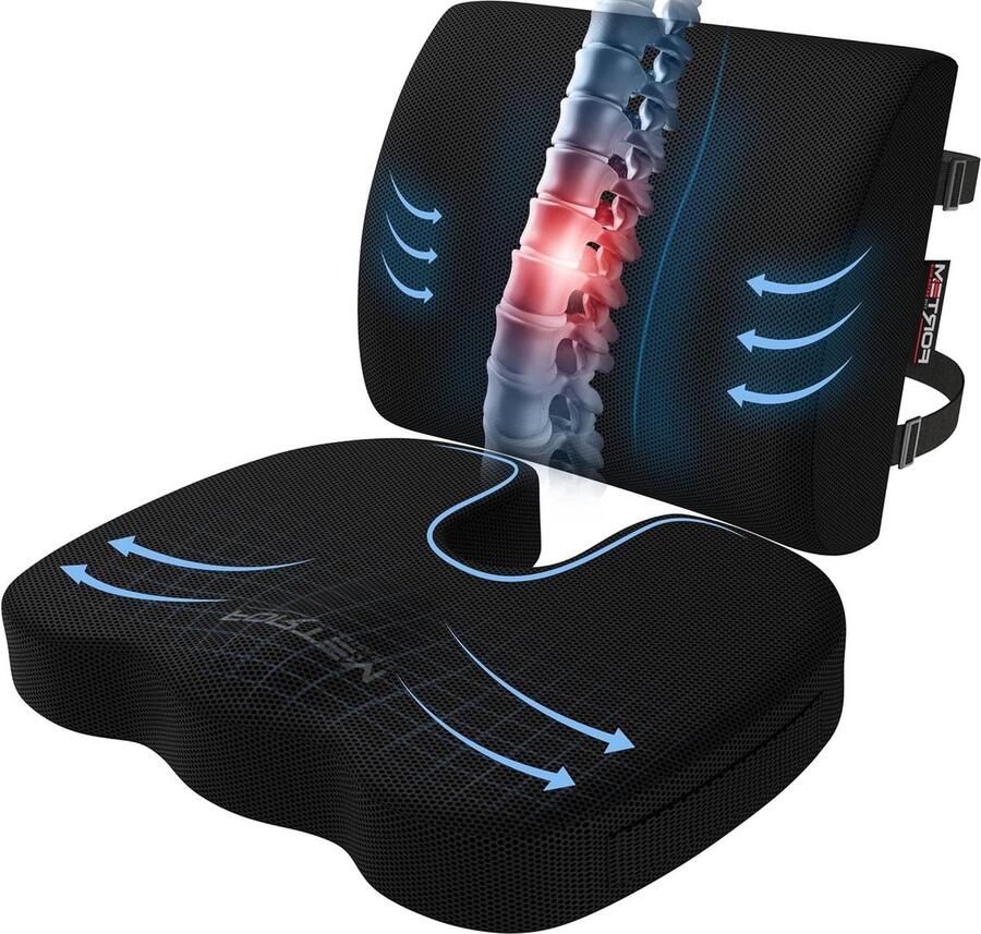 Orthopedisch Traagschuim Zitkussen voor Bureaustoel Ergonomisch Zitkussen Stuitkussen met Wasbare Hoes