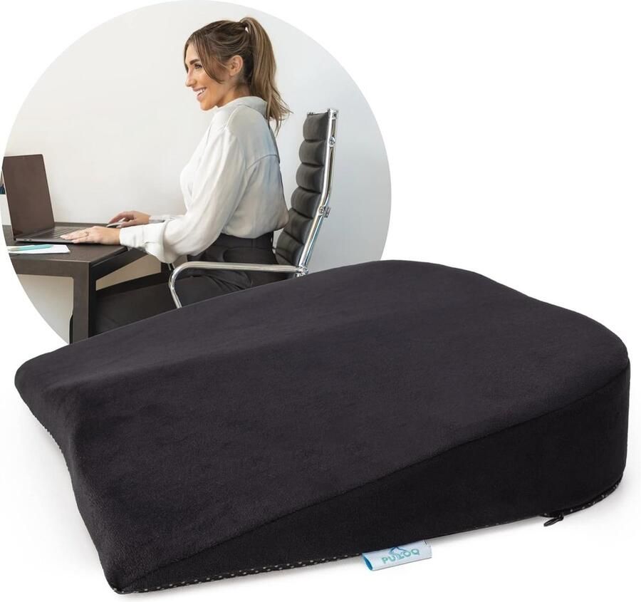 Orthopedisch Wigkussen voor Ergonomisch Zitten Comfortabel Stuitkussen voor Auto en Stoel Premium Traagschuim 41 x 39 x 8 2 cm Zwart