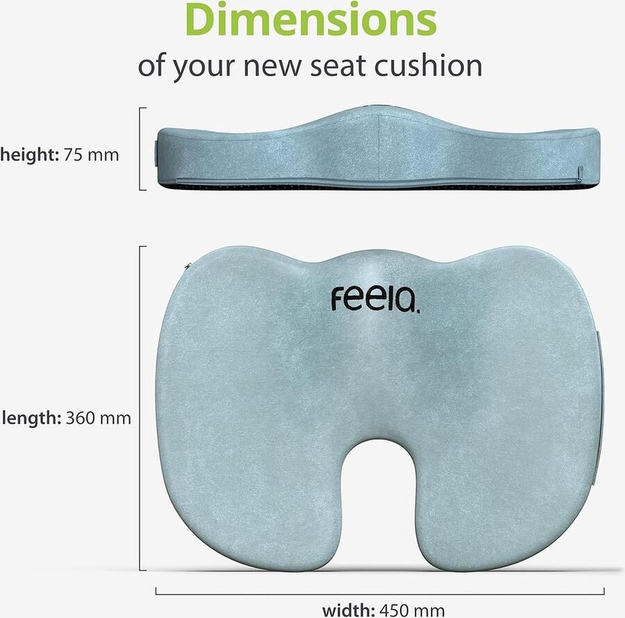 Orthopedisch zitkussen [3 graden hardheid] ergonomisch zitkussen voor bureaustoel enz. Vermindert pijn verbetert het zitcomfort en verlicht het stuitbeen (medium)