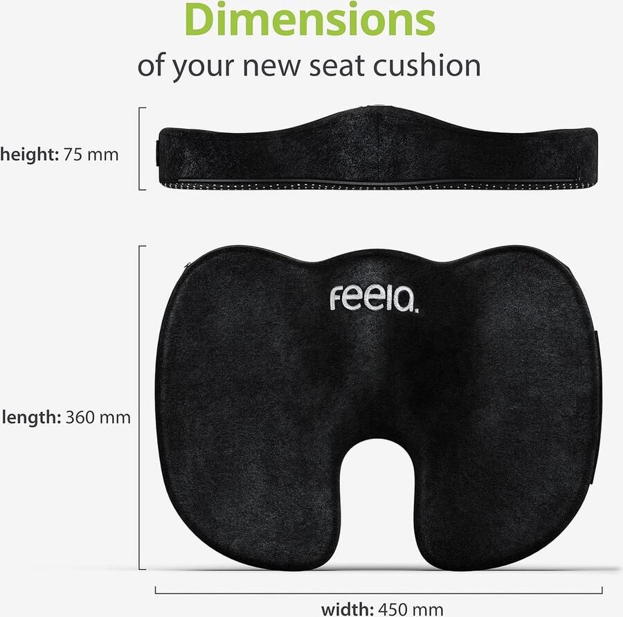 Orthopedisch zitkussen [3 hardheidsgraden] Ergonomisch zitkussen voor bureaustoel & co werkt pijnverminderend verhoogt zitcomfort bevordert de doorbloeding en ontlast het stuitbeen (medium)