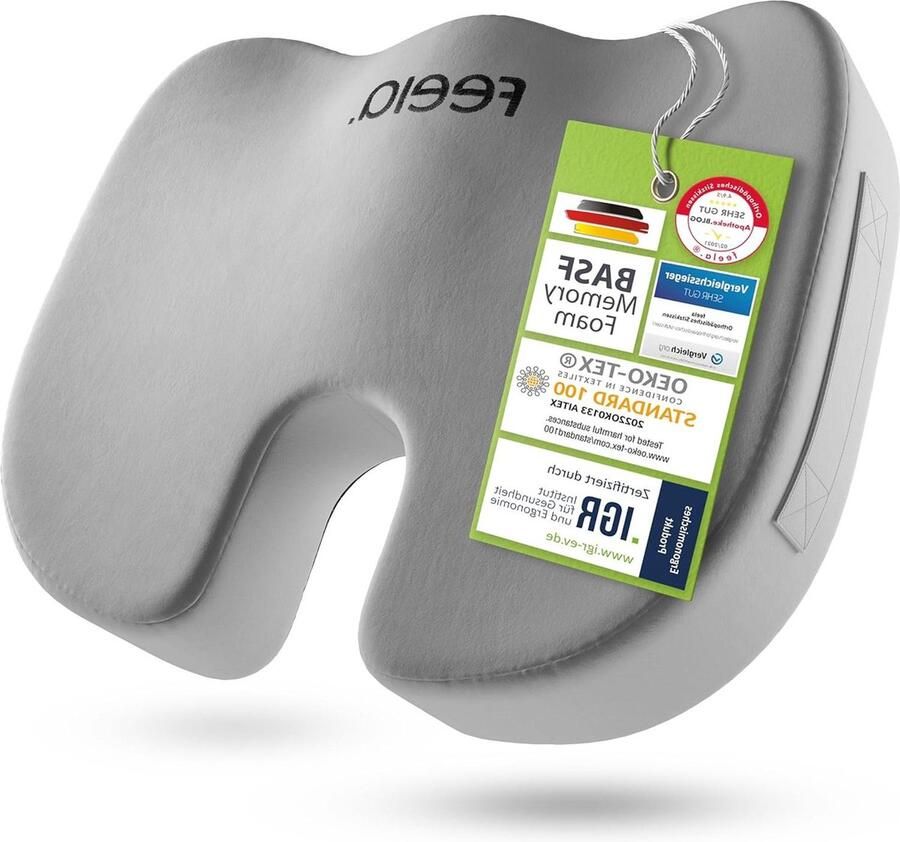 Orthopedisch zitkussen met 3 hardheidsgraden ergonomisch voor bureaustoel & co vermindert pijn en verhoogt zitcomfort bevordert doorbloeding ontlast stuitbeen (zacht)