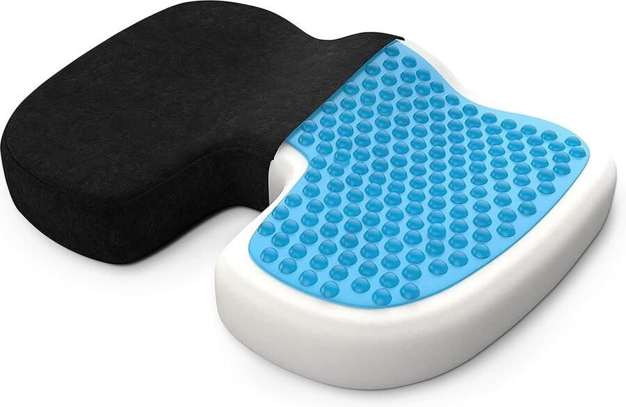 Orthopedisch zitkussen met gel-laag traagschuimkussen voor pijnverlichting van stuitbeen drukverlichting bij doorligplekken. Voor auto- bureau- of rolstoel standaard