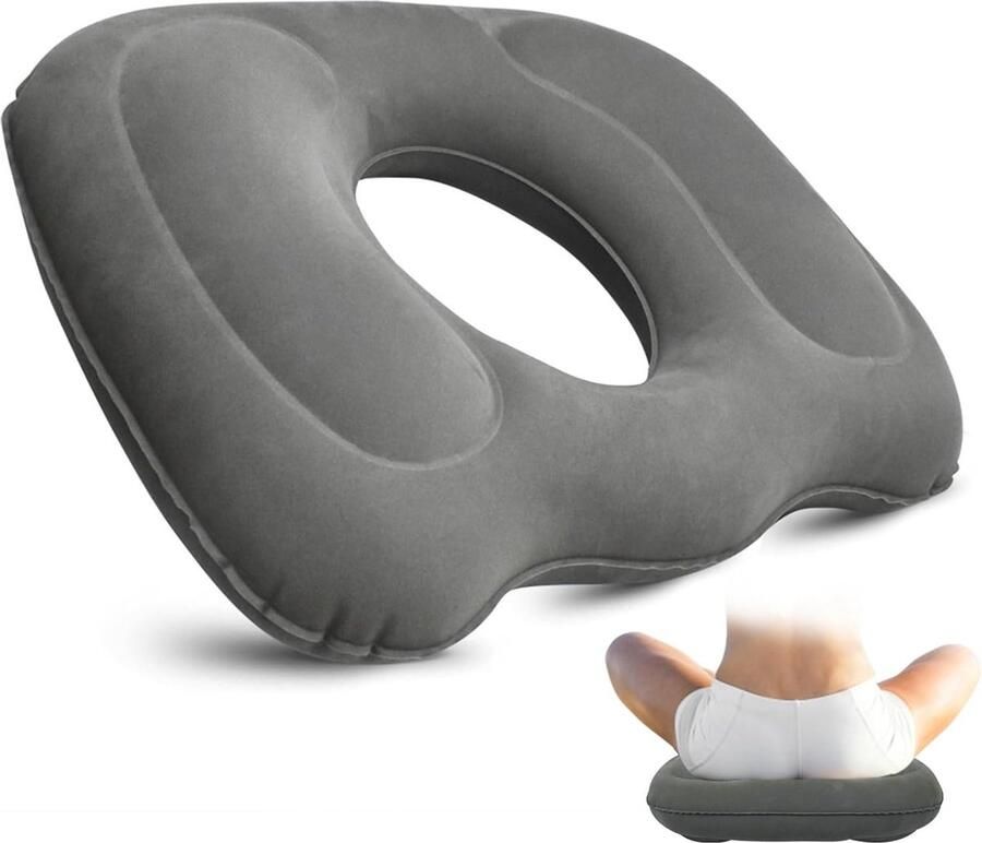 Orthopedisch zitkussen opblaasbaar kussen geschikt voor bureaustoelen 1 stuk grijs latex